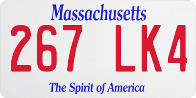 MA license plate 267LK4