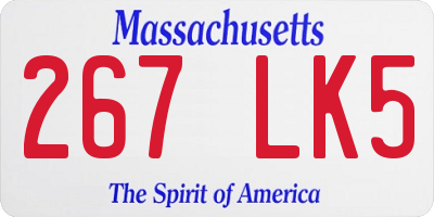 MA license plate 267LK5