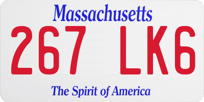 MA license plate 267LK6