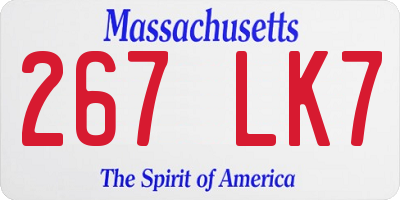 MA license plate 267LK7