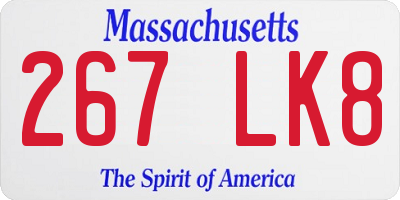MA license plate 267LK8