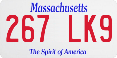 MA license plate 267LK9