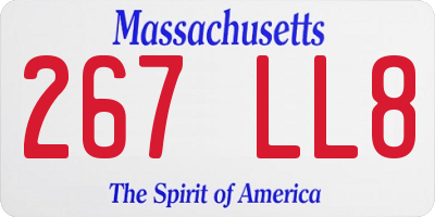 MA license plate 267LL8