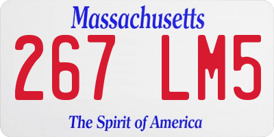 MA license plate 267LM5