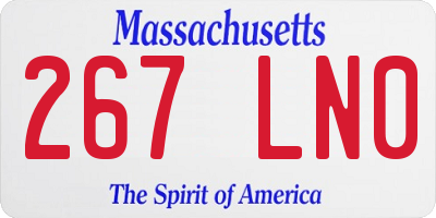 MA license plate 267LN0