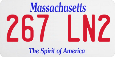 MA license plate 267LN2