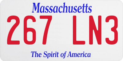 MA license plate 267LN3