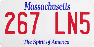 MA license plate 267LN5