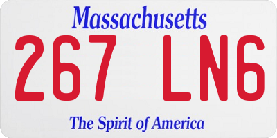 MA license plate 267LN6