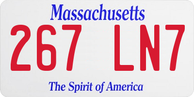 MA license plate 267LN7