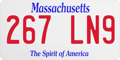 MA license plate 267LN9
