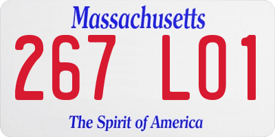 MA license plate 267LO1