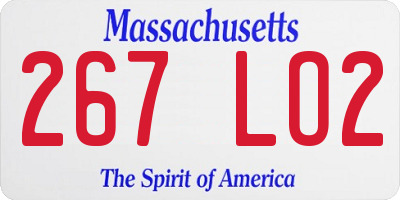 MA license plate 267LO2