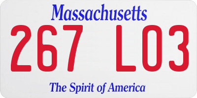 MA license plate 267LO3