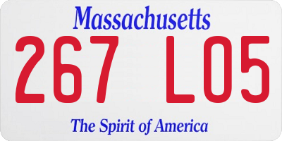 MA license plate 267LO5