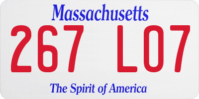 MA license plate 267LO7