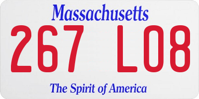 MA license plate 267LO8