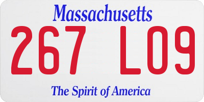 MA license plate 267LO9