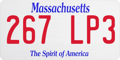 MA license plate 267LP3
