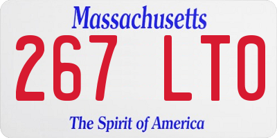 MA license plate 267LT0