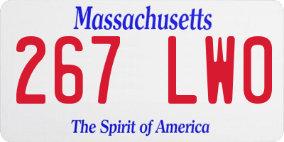 MA license plate 267LW0