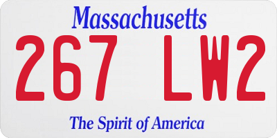 MA license plate 267LW2