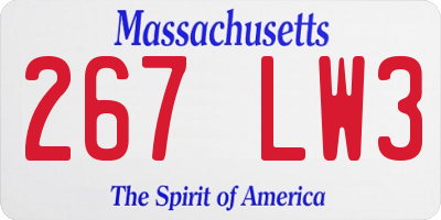 MA license plate 267LW3