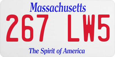 MA license plate 267LW5