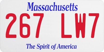 MA license plate 267LW7