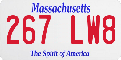 MA license plate 267LW8