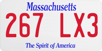 MA license plate 267LX3