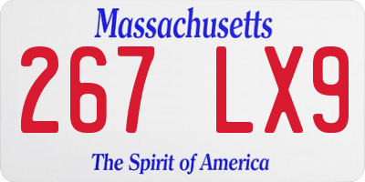 MA license plate 267LX9