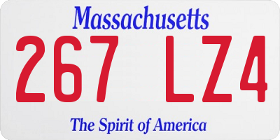 MA license plate 267LZ4