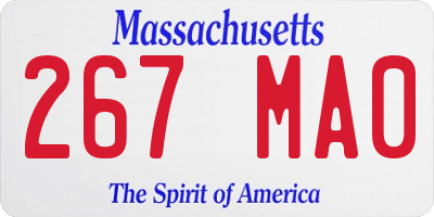 MA license plate 267MA0