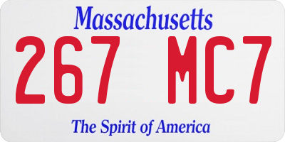 MA license plate 267MC7