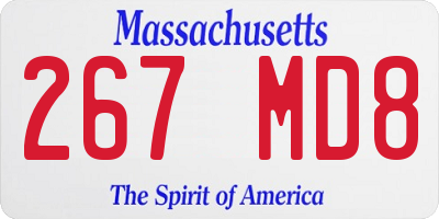 MA license plate 267MD8
