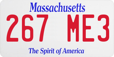 MA license plate 267ME3