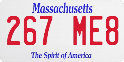 MA license plate 267ME8