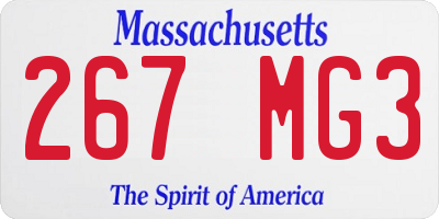 MA license plate 267MG3
