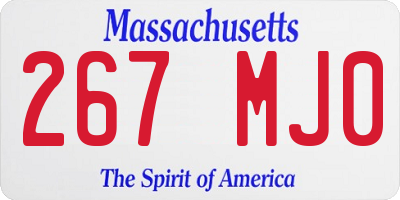 MA license plate 267MJ0