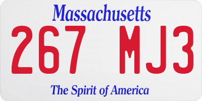MA license plate 267MJ3