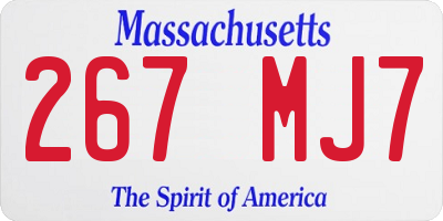 MA license plate 267MJ7
