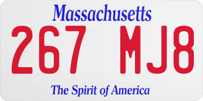 MA license plate 267MJ8