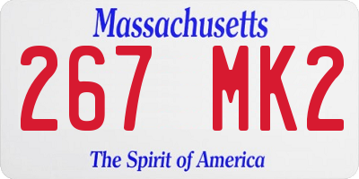 MA license plate 267MK2