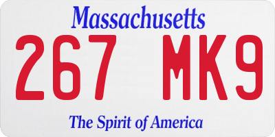 MA license plate 267MK9