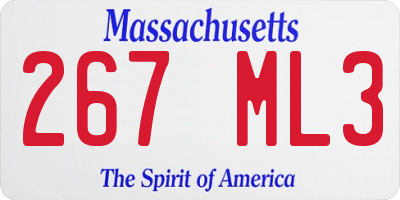 MA license plate 267ML3