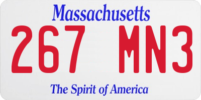 MA license plate 267MN3