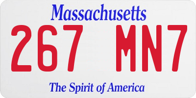 MA license plate 267MN7