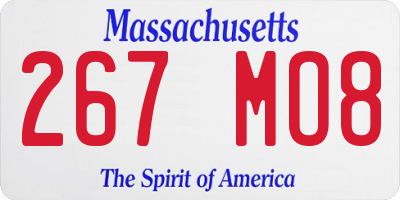 MA license plate 267MO8