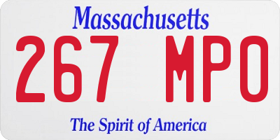 MA license plate 267MP0